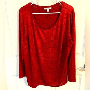 West Point 1962 1X Red long sleeved shimmery top